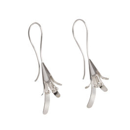 Silver lily drop earrings